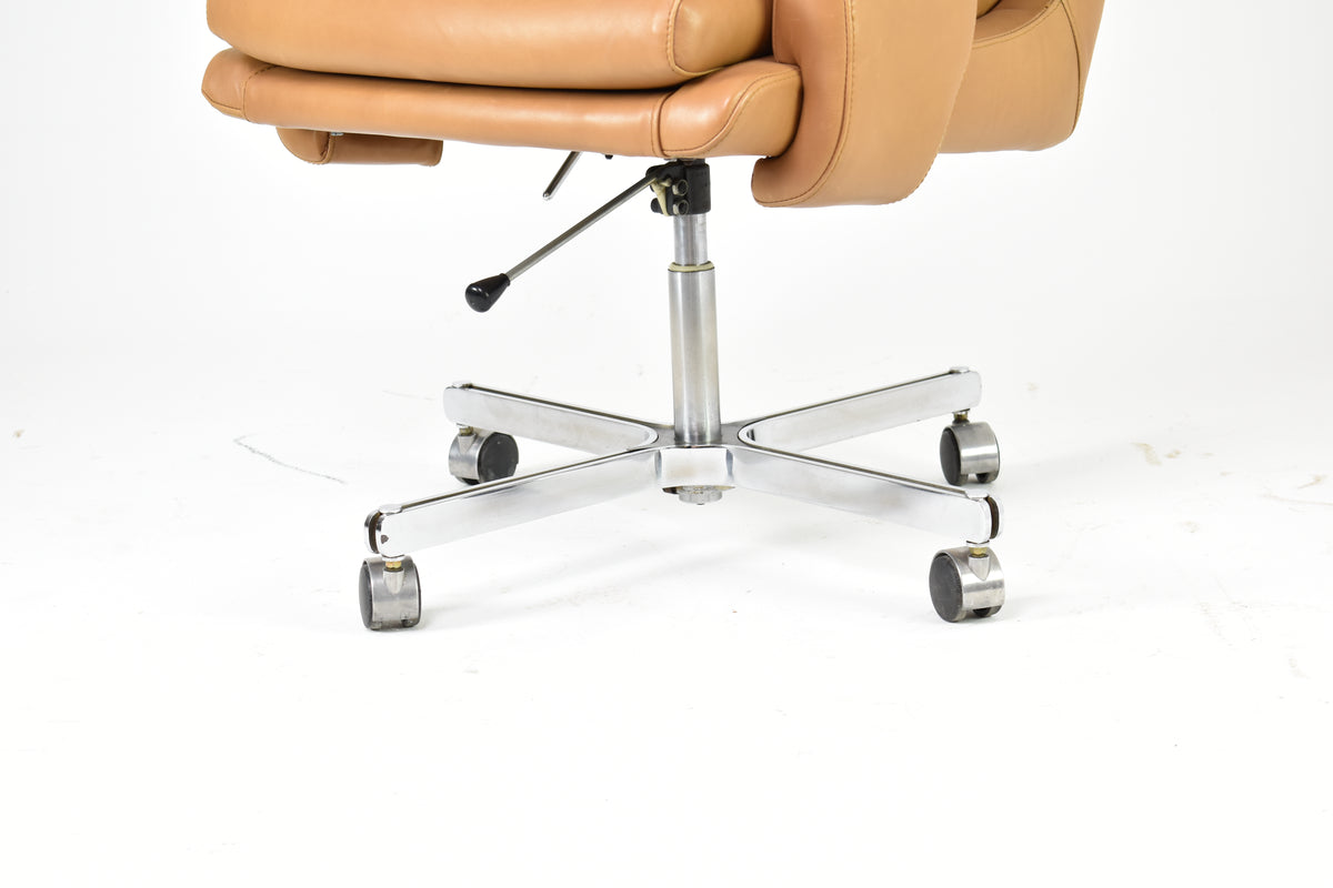 Shop French Leather Executive Chair Attributed to Raphaël Raffel for Apelbaum, 1970s - Spirit Gallery Vintage Furniture