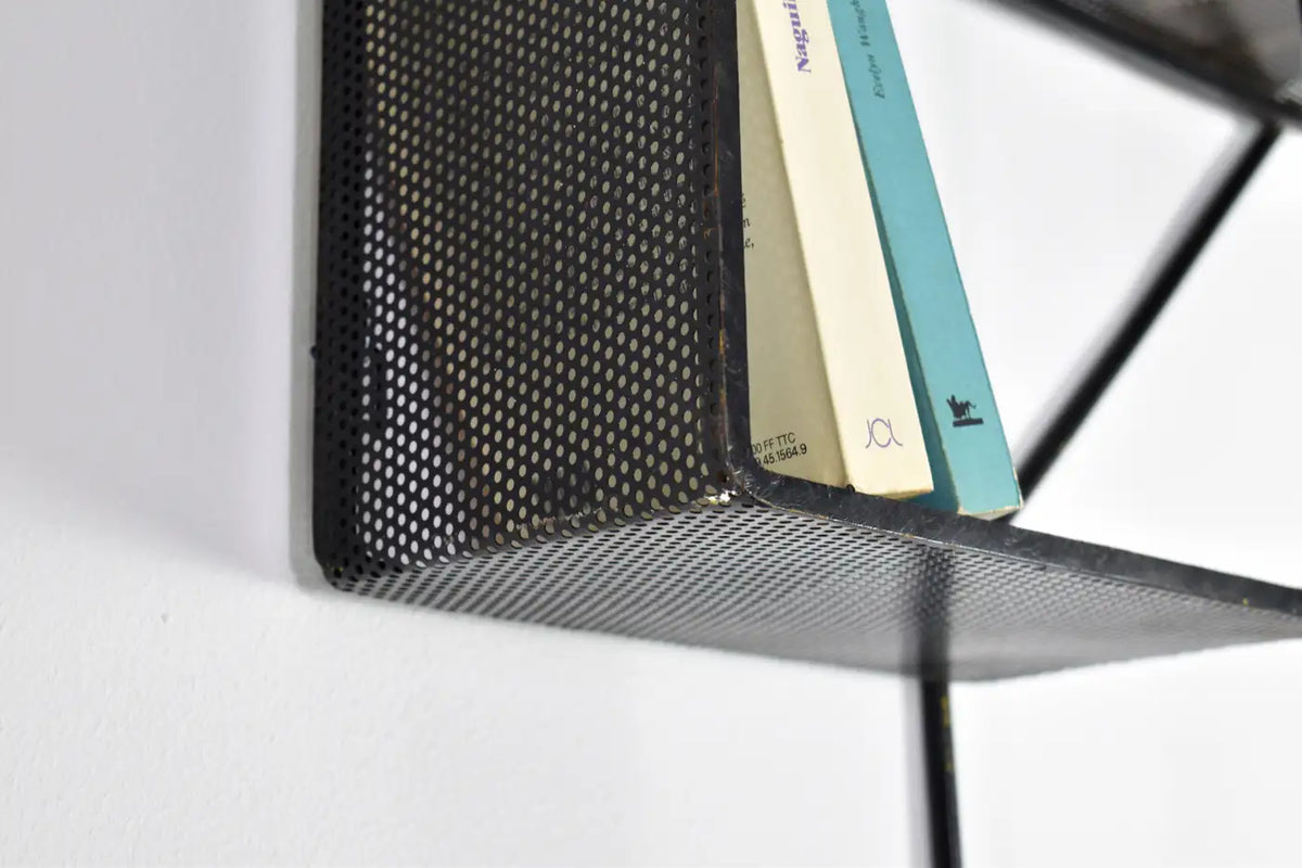 Shop French Metal Wall Shelf "Clé de Sol" by Mathieu Matégot, 1955 - Spirit Gallery Vintage Furniture