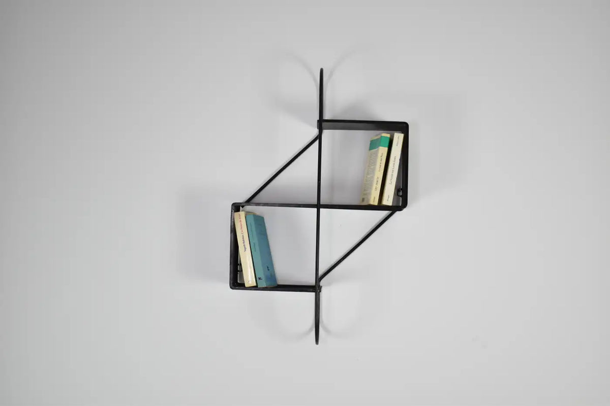 Shop French Metal Wall Shelf "Clé de Sol" by Mathieu Matégot, 1955 - Spirit Gallery Vintage Furniture