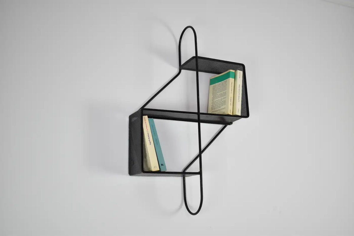 Shop French Metal Wall Shelf "Clé de Sol" by Mathieu Matégot, 1955 - Spirit Gallery Vintage Furniture