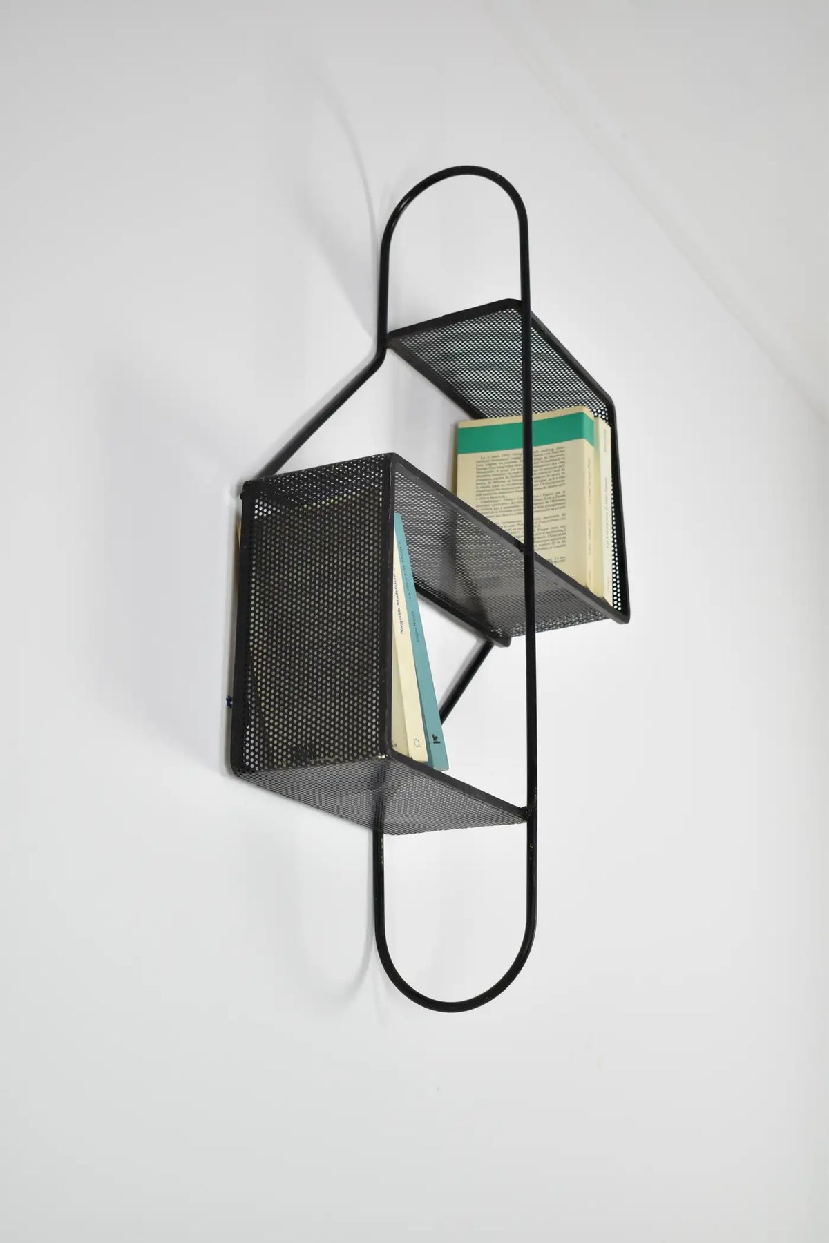 Shop French Metal Wall Shelf "Clé de Sol" by Mathieu Matégot, 1955 - Spirit Gallery Vintage Furniture