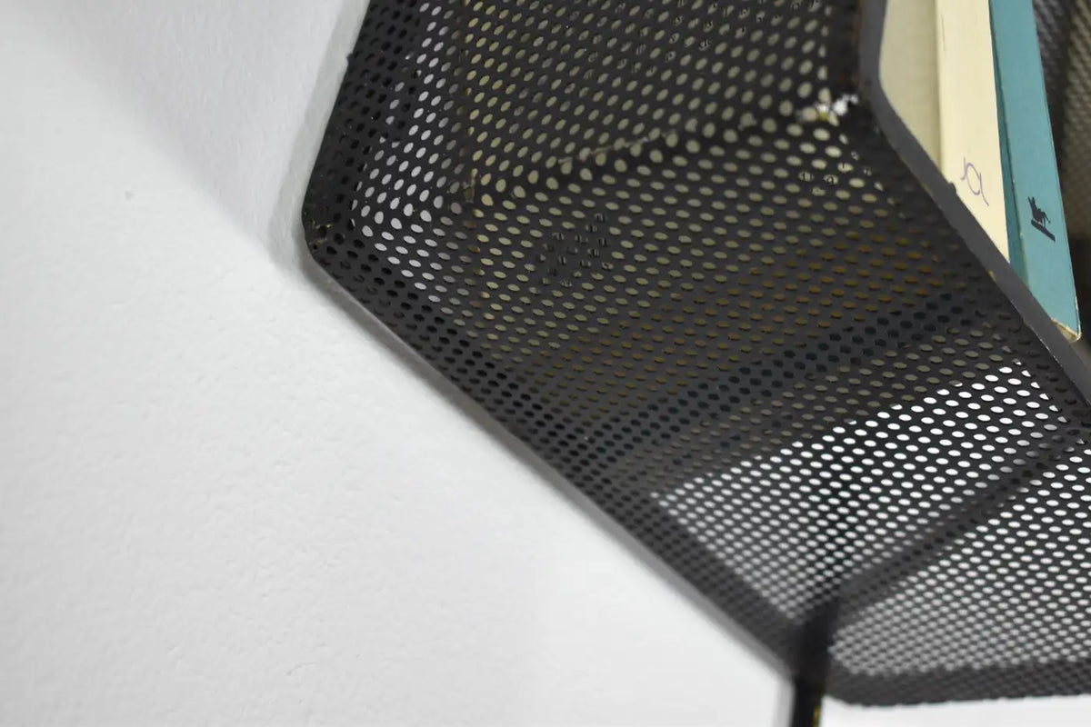 Shop French Metal Wall Shelf "Clé de Sol" by Mathieu Matégot, 1955 - Spirit Gallery Vintage Furniture