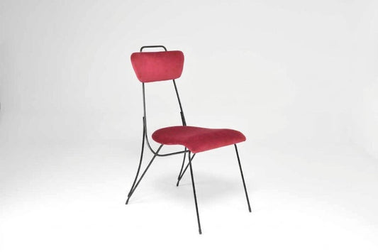 Shop French Midcentury Metal and Velvet Chair, 1950s - Spirit Gallery Vintage Furniture