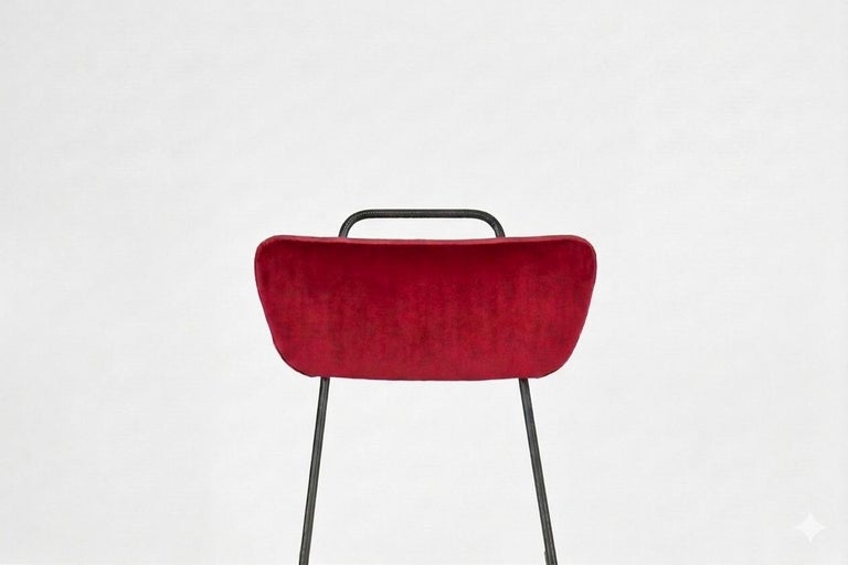 Shop French Midcentury Metal and Velvet Chair, 1950s - Spirit Gallery Vintage Furniture