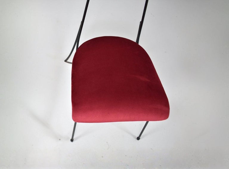 Shop French Midcentury Metal and Velvet Chair, 1950s - Spirit Gallery Vintage Furniture