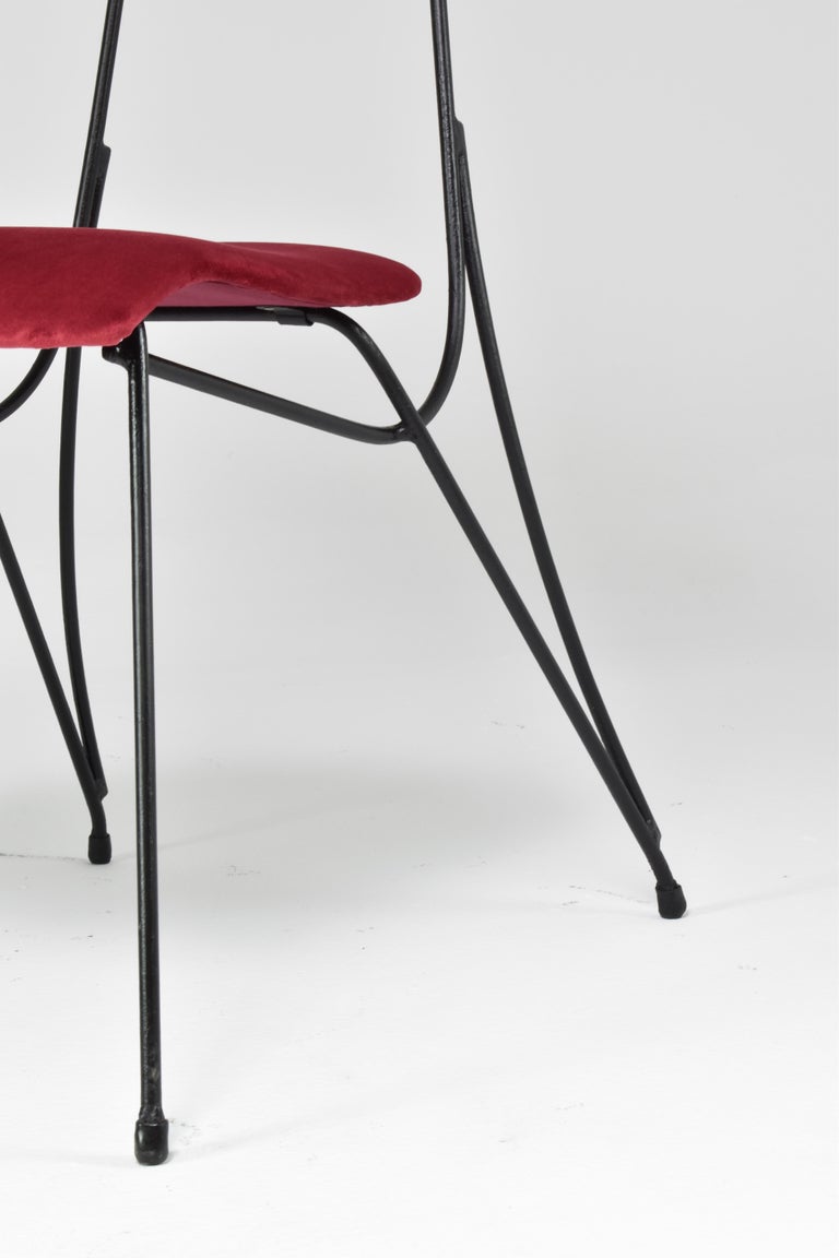 Shop French Midcentury Metal and Velvet Chair, 1950s - Spirit Gallery Vintage Furniture