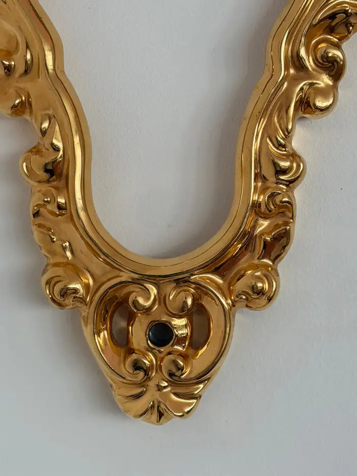 Italian Hollywood Regency Rococo Gilt Ceramic Frame Wall Mirror