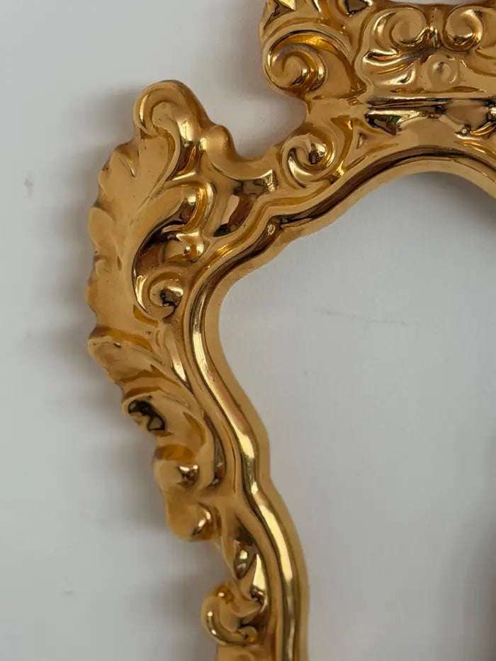 Italian Hollywood Regency Rococo Gilt Ceramic Frame Wall Mirror