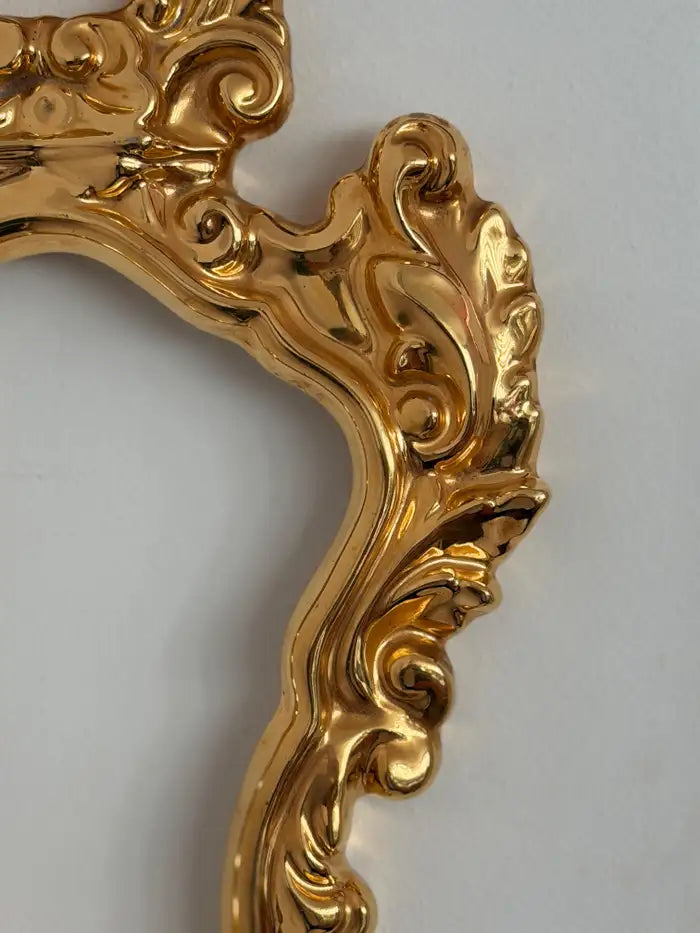 Italian Hollywood Regency Rococo Gilt Ceramic Frame Wall Mirror