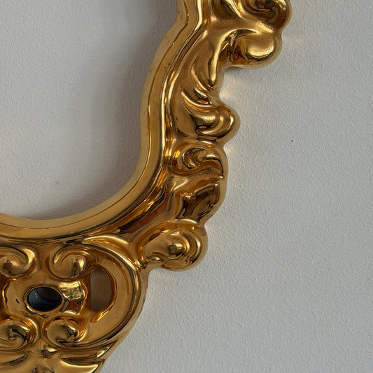 Italian Hollywood Regency Rococo Gilt Ceramic Frame Wall Mirror
