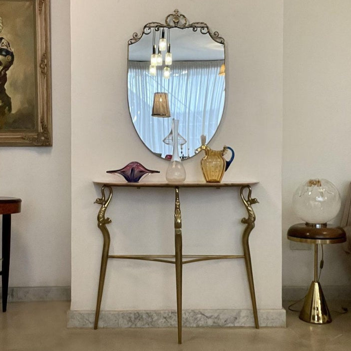 Shop 1950's Italian Brass Marble Console with Mirror - Spirit Gallery Vintage Furniture