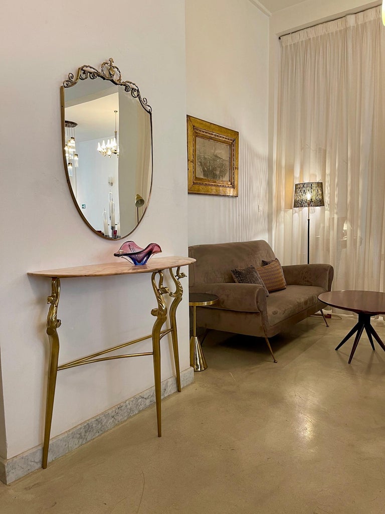 Shop 1950's Italian Brass Marble Console with Mirror - Spirit Gallery Vintage Furniture