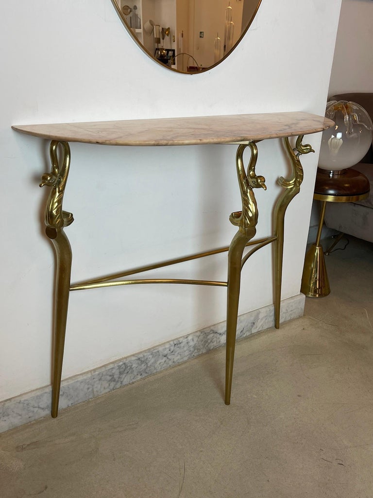 Shop 1950's Italian Brass Marble Console with Mirror - Spirit Gallery Vintage Furniture