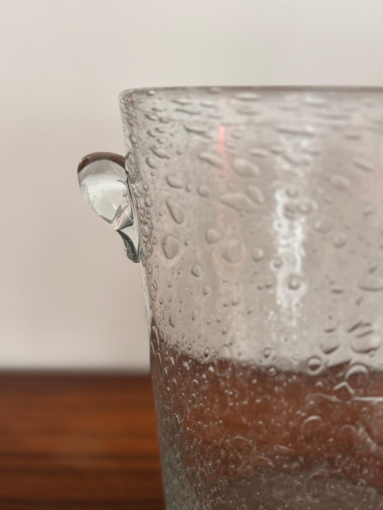 French Bubbled-Glass Champagne Bucket, in the Style of Biot, 1960s