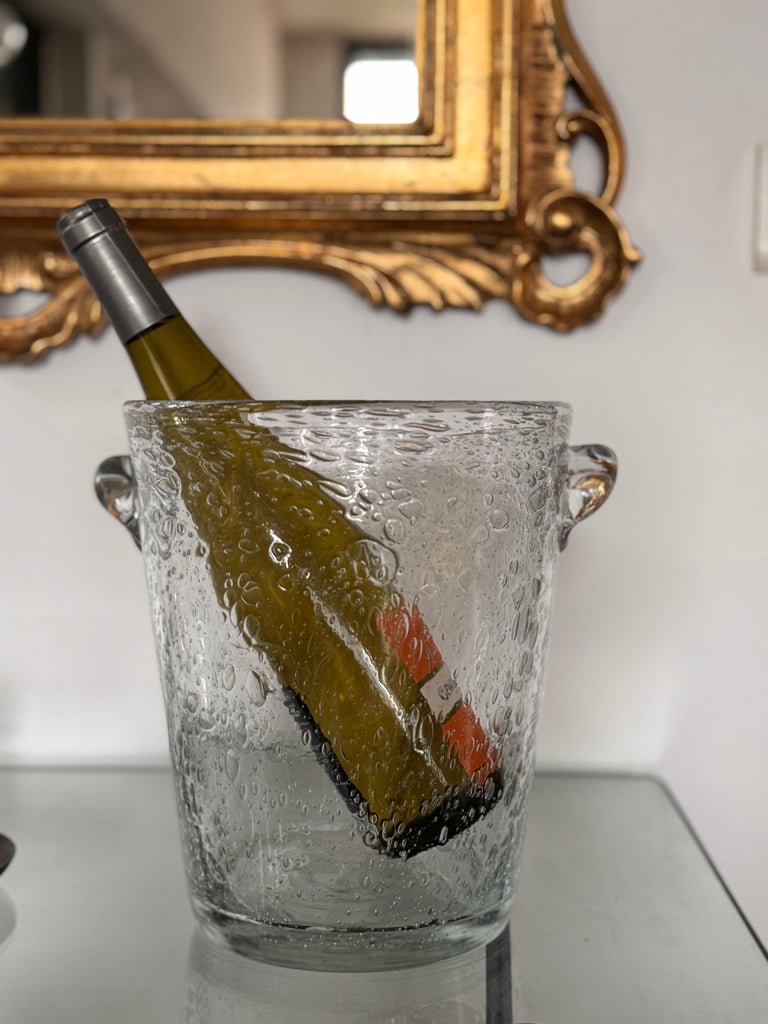 French Bubbled-Glass Champagne Bucket, in the Style of Biot, 1960s