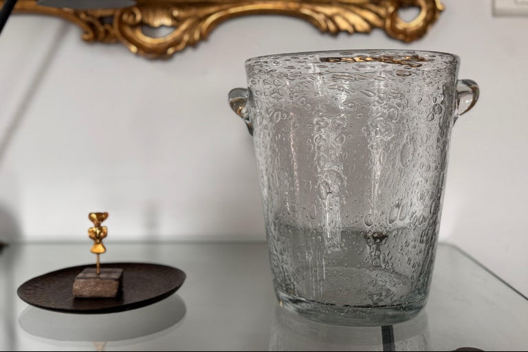 French Bubbled-Glass Champagne Bucket, in the Style of Biot, 1960s