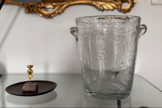 French Bubbled-Glass Champagne Bucket, in the Style of Biot, 1960s