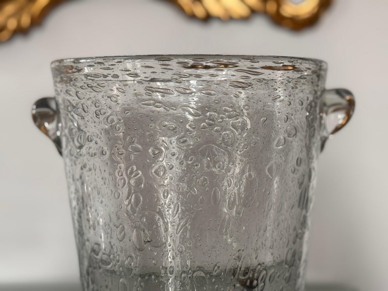 French Bubbled-Glass Champagne Bucket, in the Style of Biot, 1960s