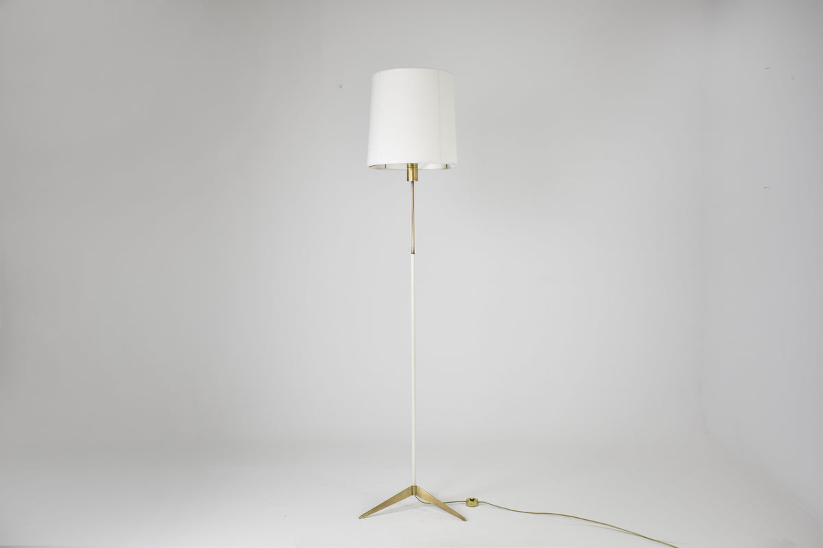 Shop Italian Brass and White Metal Tripod Floor Lamp in the Style of Stilnovo, 1950s - Spirit Gallery Vintage Furniture