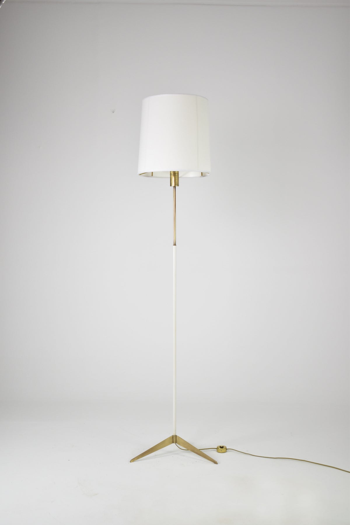 Shop Italian Brass and White Metal Tripod Floor Lamp in the Style of Stilnovo, 1950s - Spirit Gallery Vintage Furniture