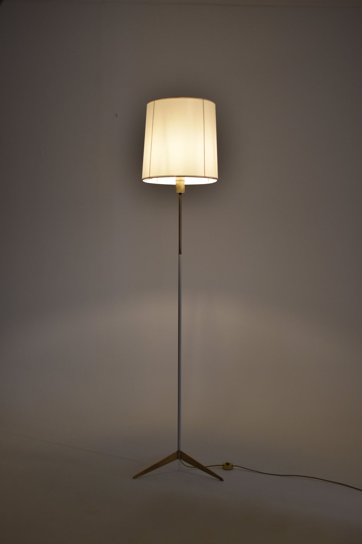 Shop Italian Brass and White Metal Tripod Floor Lamp in the Style of Stilnovo, 1950s - Spirit Gallery Vintage Furniture