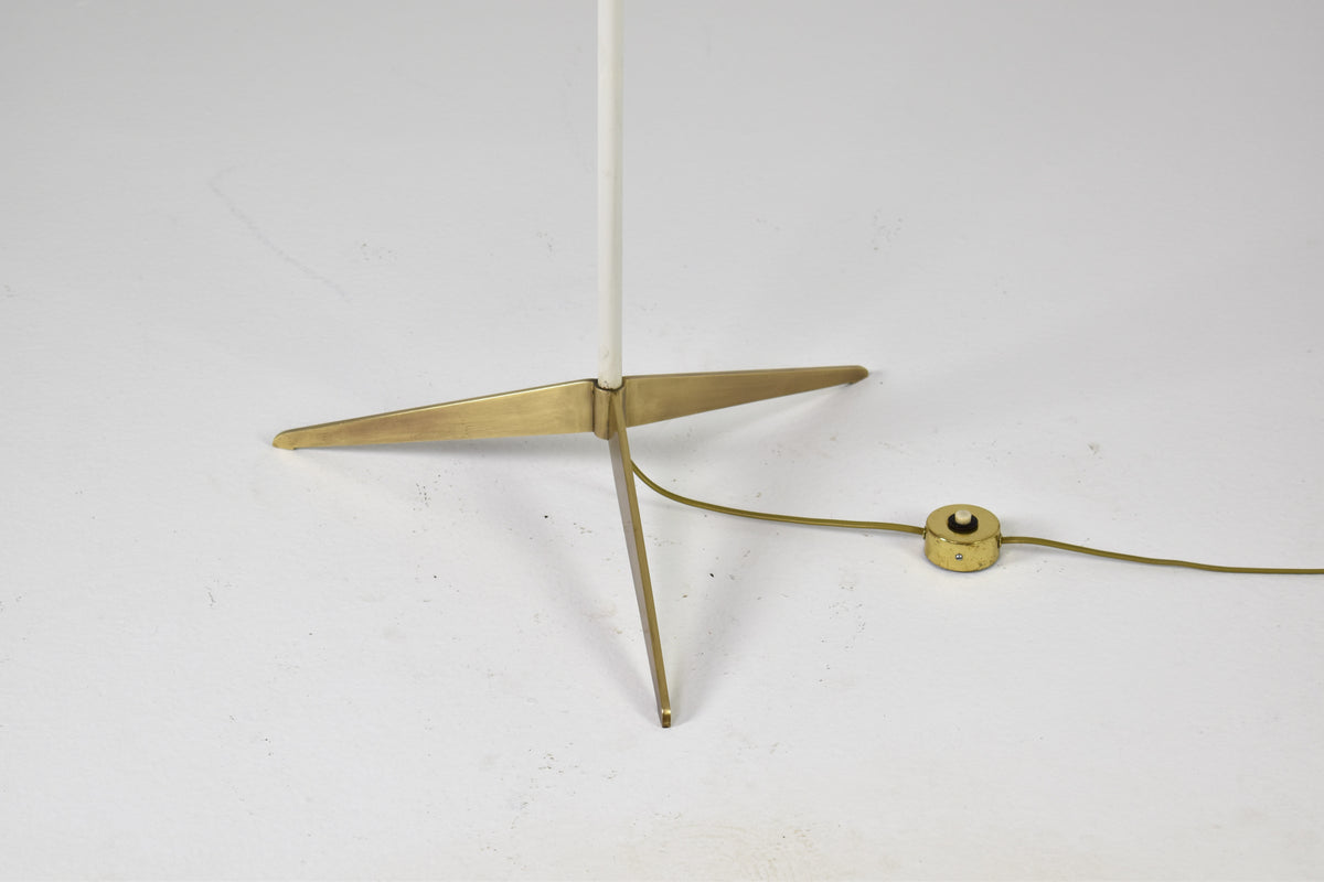 Shop Italian Brass and White Metal Tripod Floor Lamp in the Style of Stilnovo, 1950s - Spirit Gallery Vintage Furniture