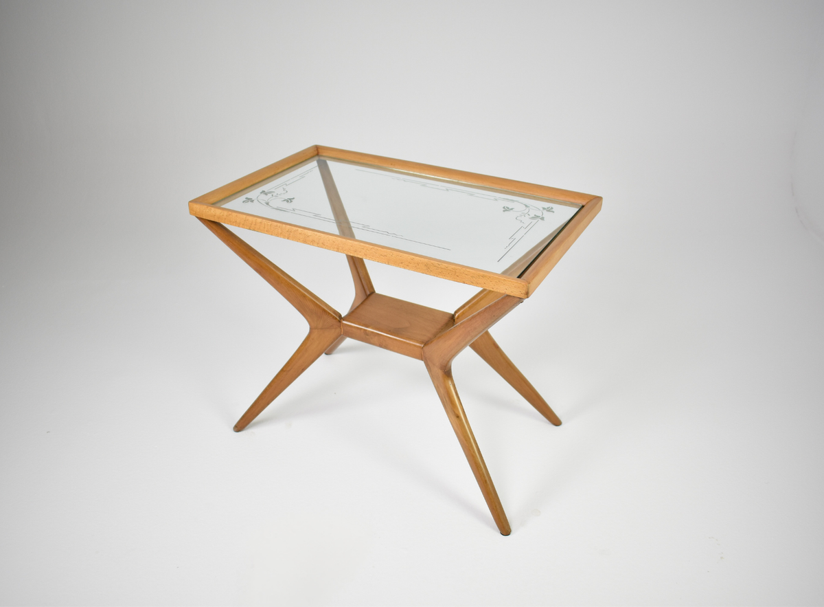 Shop Italian Glass and Wood Coffee Table in the Style of Cesare Lacca, 1940s–50s - Spirit Gallery Vintage Furniture