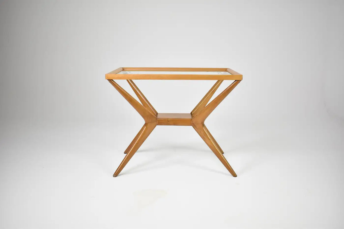 Shop Italian Glass and Wood Coffee Table in the Style of Cesare Lacca, 1940s–50s - Spirit Gallery Vintage Furniture