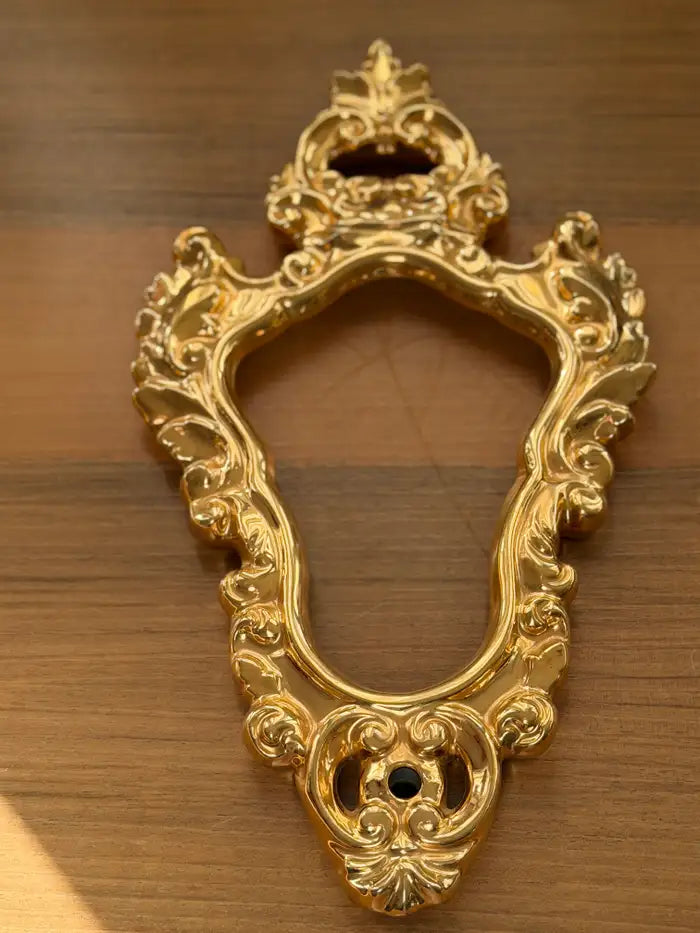 Italian Hollywood Regency Rococo Gilt Ceramic Frame Wall Mirror