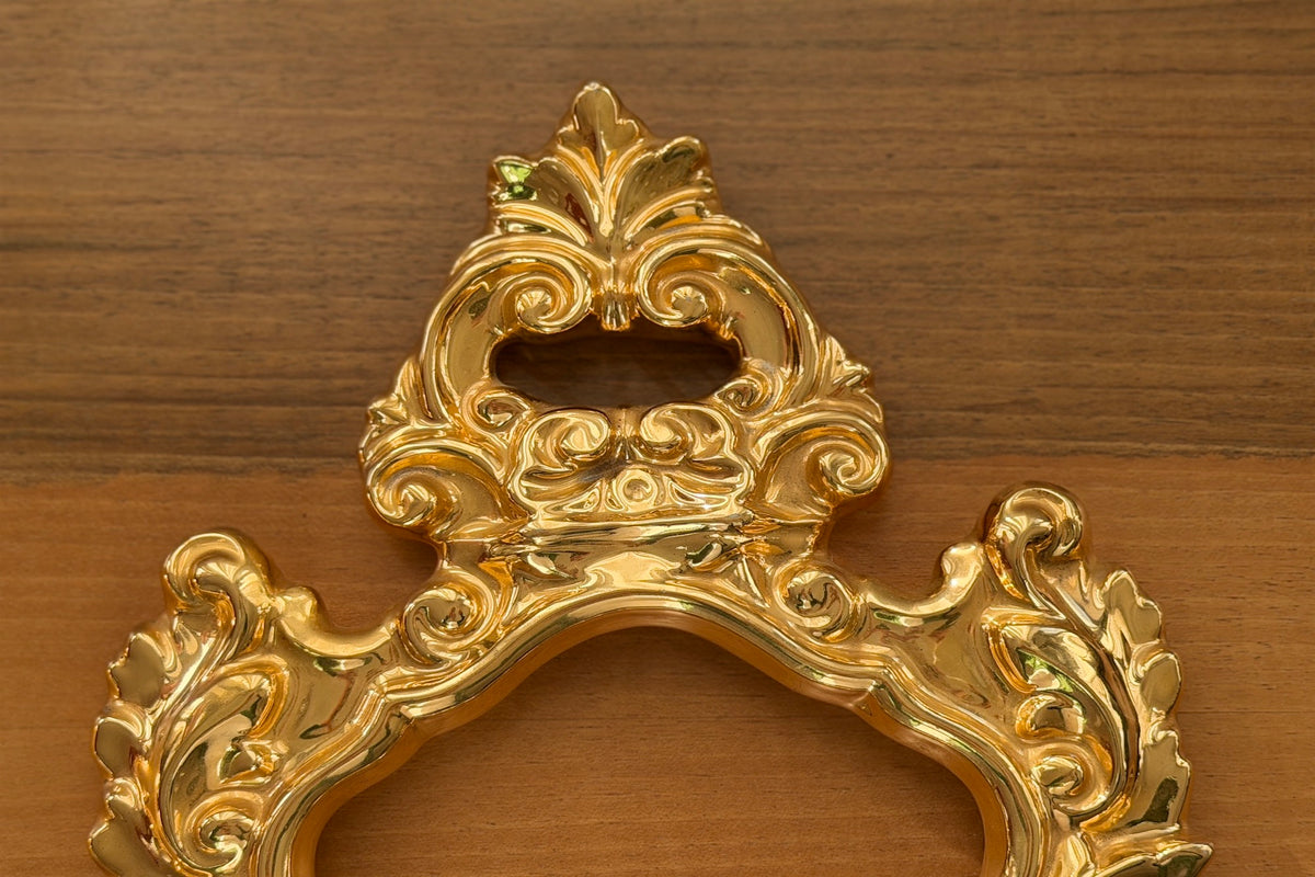 Italian Hollywood Regency Rococo Gilt Ceramic Frame Wall Mirror