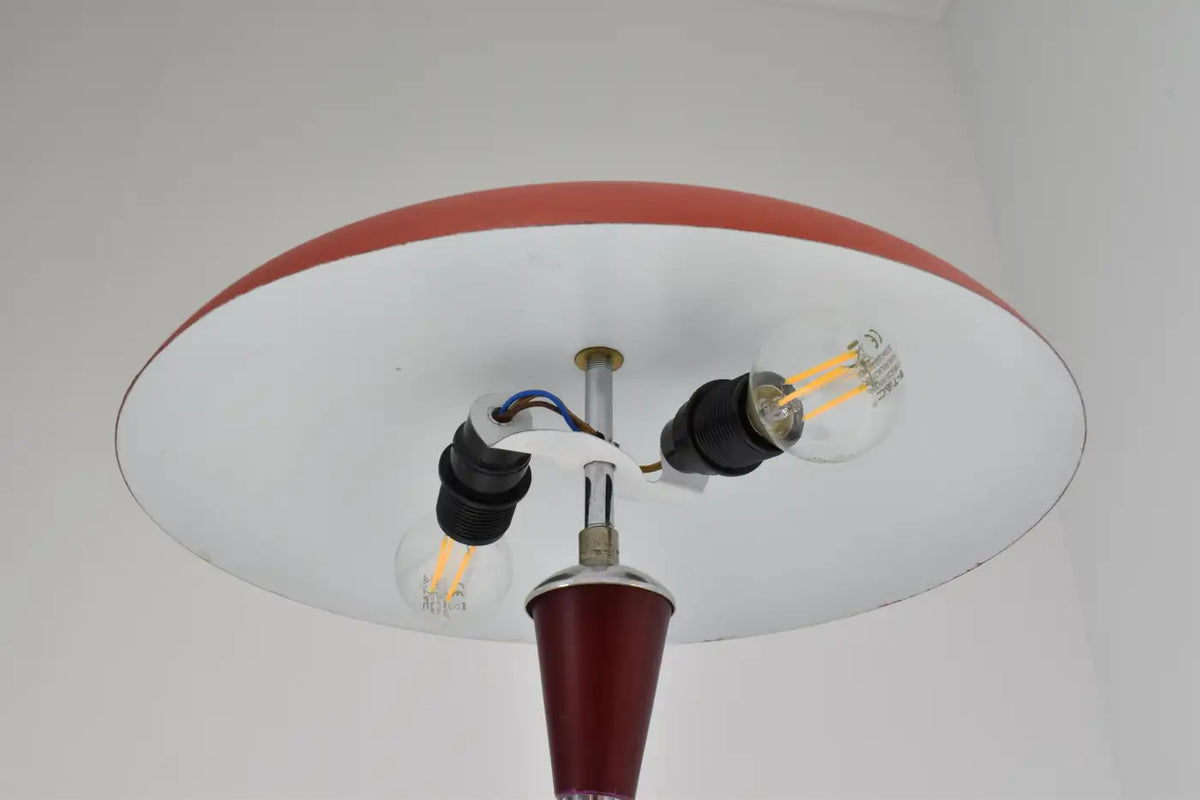Italian Red Aluminum Table Lamps, Set of Two, 1960s