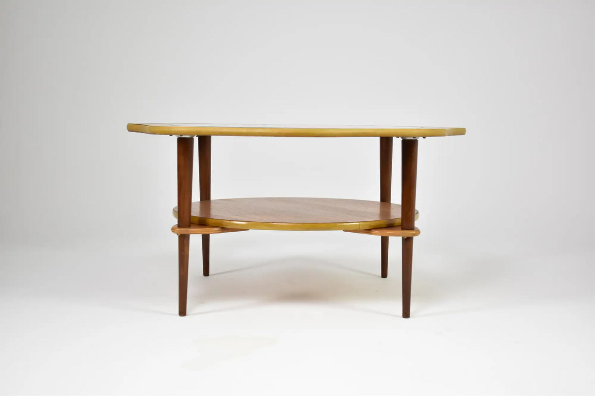 Organic Biomorphic Scalloped Teak and Glass Cocktail Table, Circa 1960