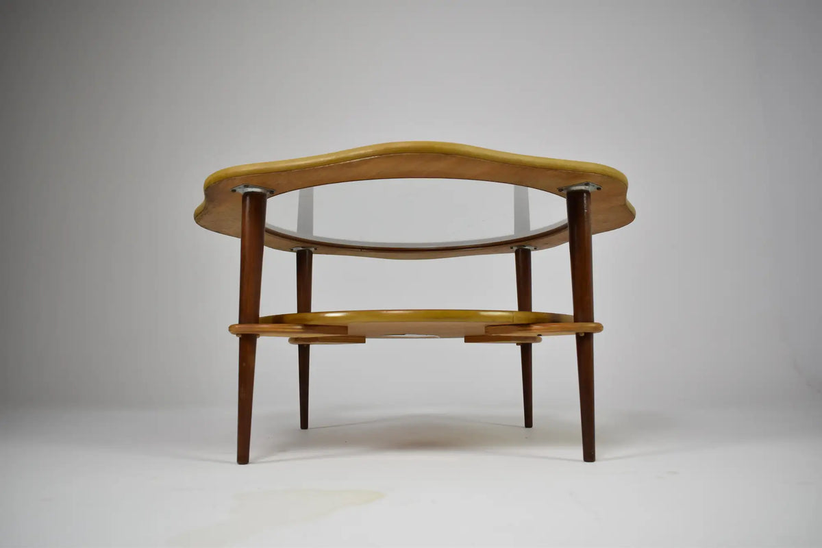 Organic Biomorphic Scalloped Teak and Glass Cocktail Table, Circa 1960