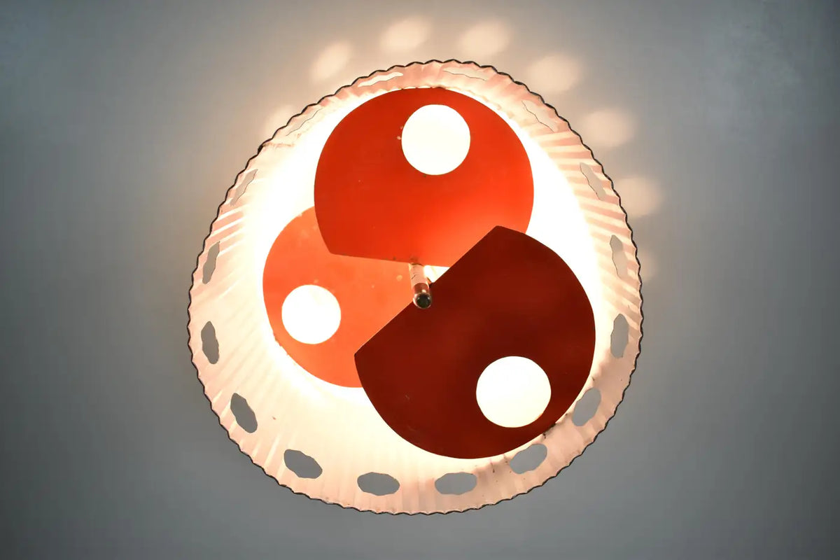 Original Mathieu Matégot "Java" Pendant in Red Lacquer, 1950s
