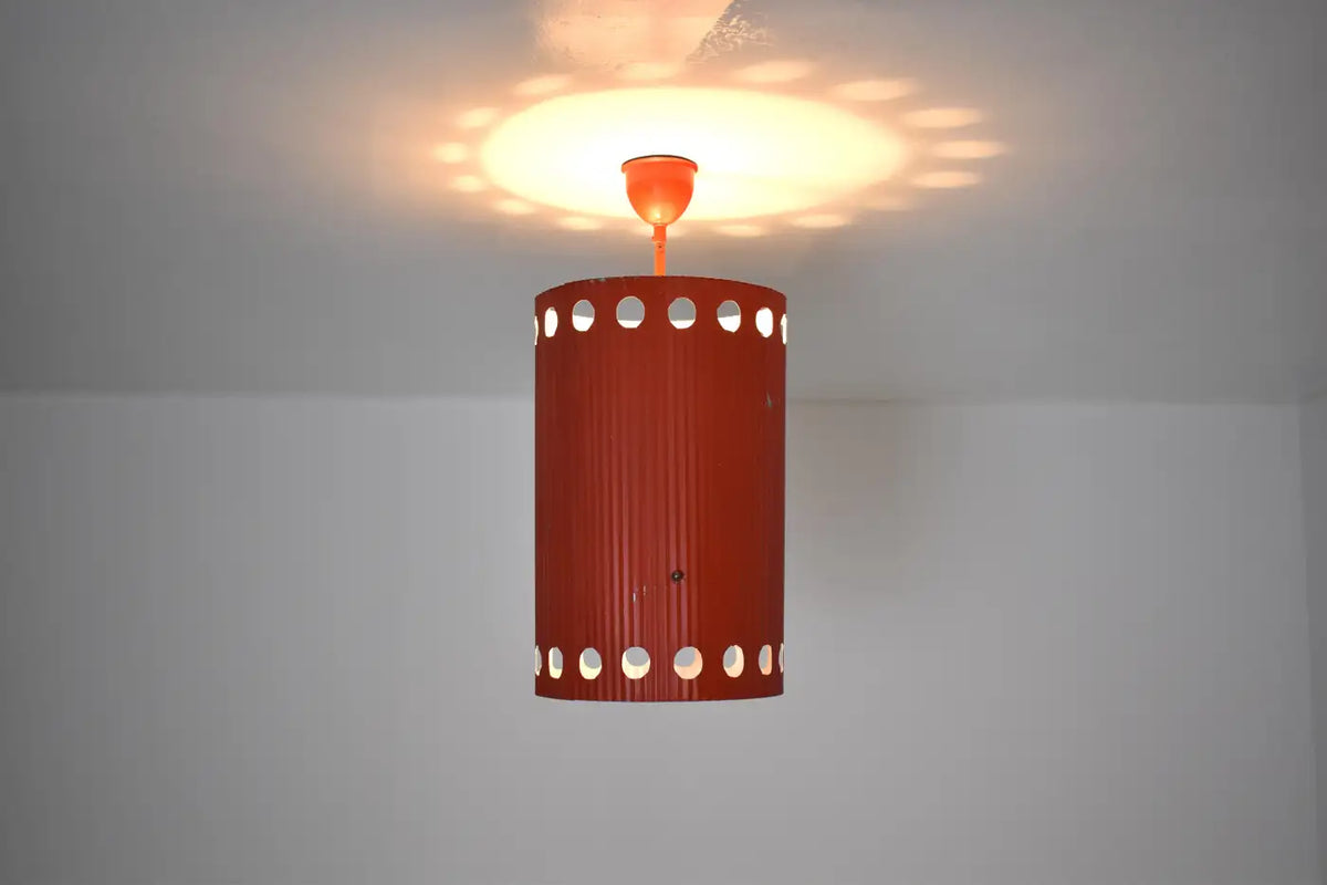 Original Mathieu Matégot "Java" Pendant in Red Lacquer, 1950s