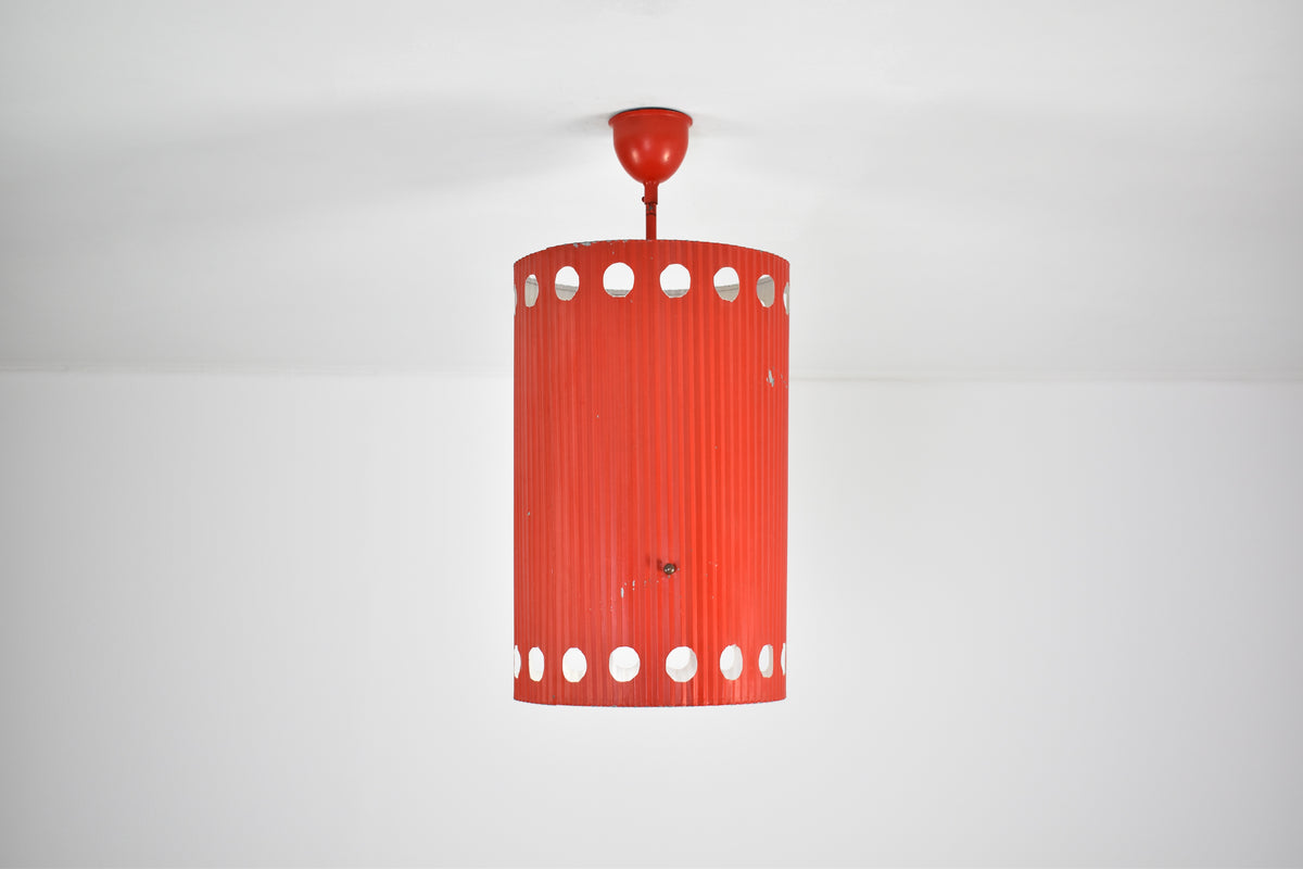Original Mathieu Matégot "Java" Pendant in Red Lacquer, 1950s