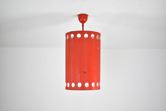 Original Mathieu Matégot "Java" Pendant in Red Lacquer, 1950s