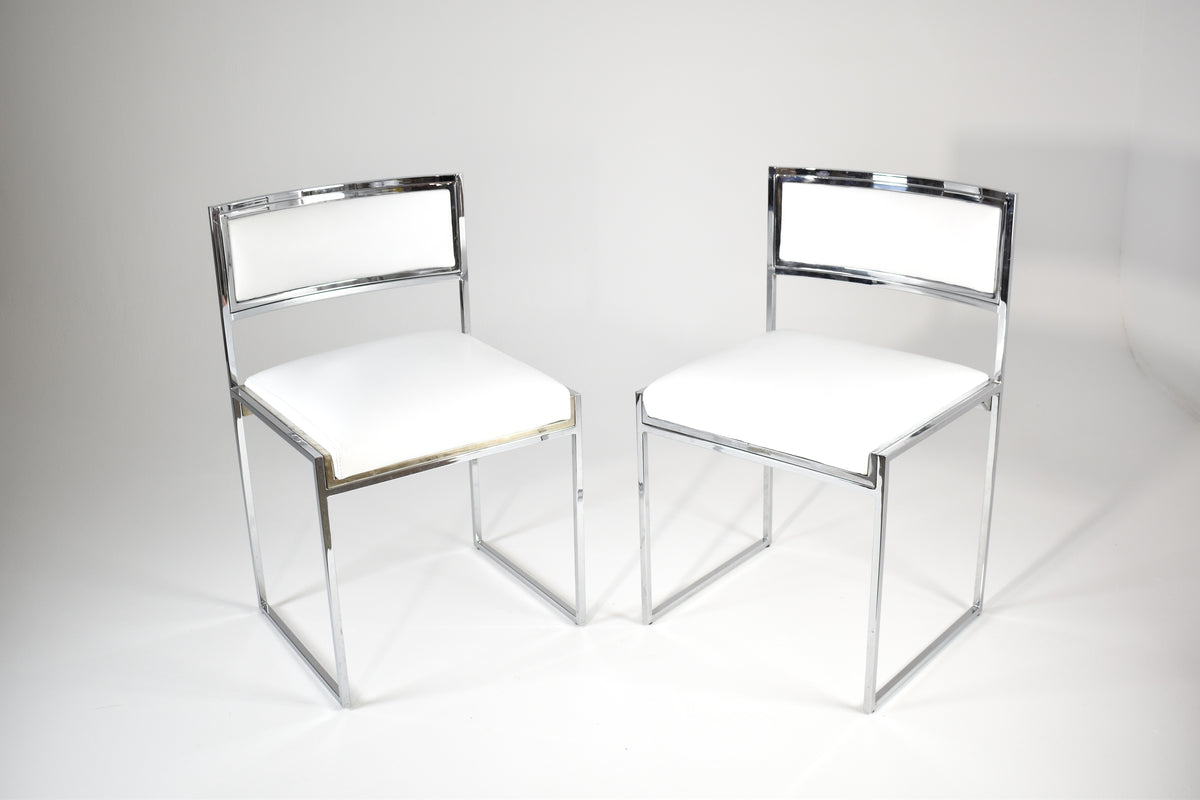 Shop Pair of Chrome & Leather "SQ-AL" Chairs by Willy Rizzo, Italy, 1970s - Spirit Gallery Vintage Furniture