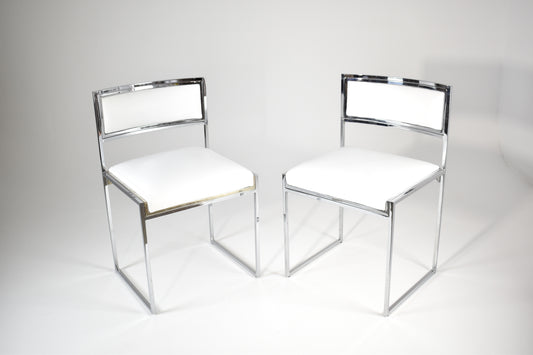 Shop Pair of Chrome & Leather "SQ-AL" Chairs by Willy Rizzo, Italy, 1970s - Spirit Gallery Vintage Furniture