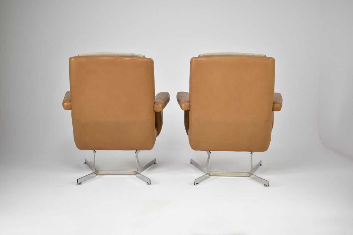 Shop Pair of French Lounge Chairs Attributed to Raphaël Raffel for Apelbaum, 1970s - Spirit Gallery Vintage Furniture