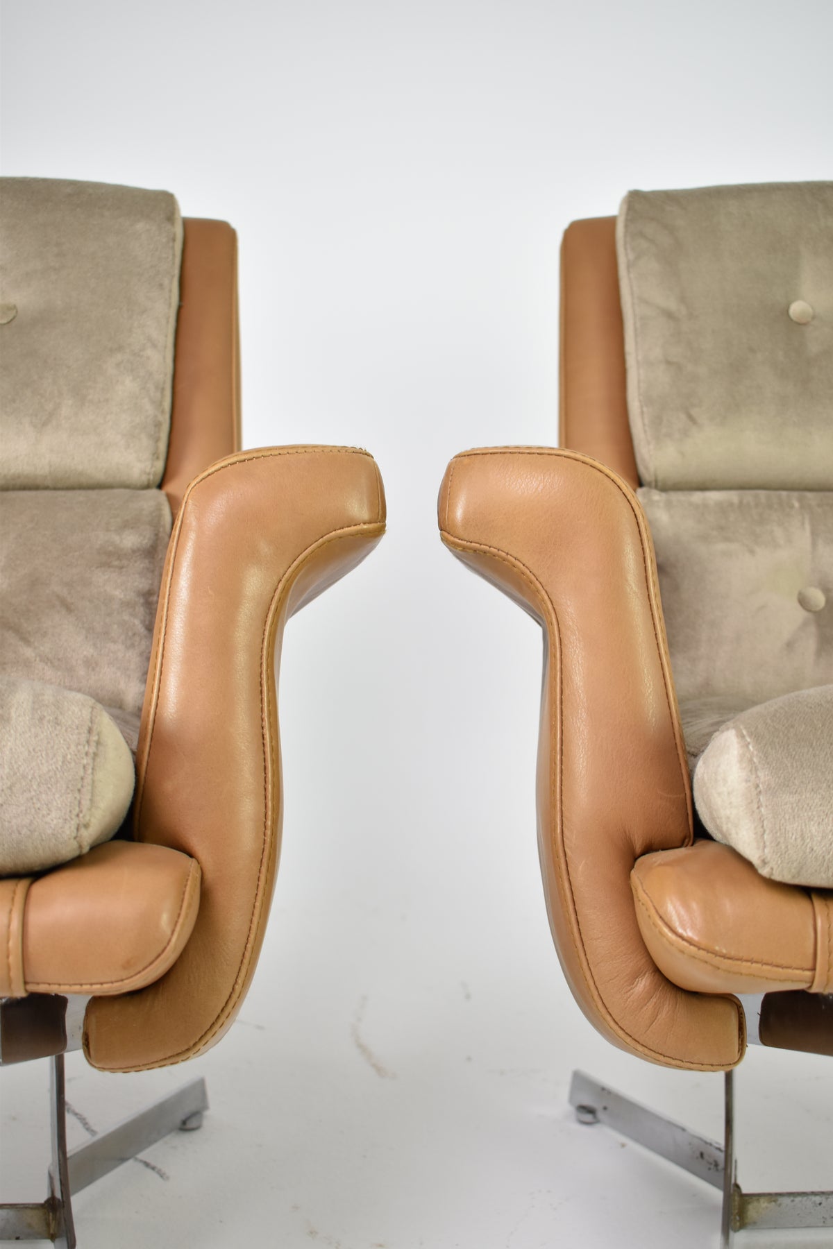 Shop Pair of French Lounge Chairs Attributed to Raphaël Raffel for Apelbaum, 1970s - Spirit Gallery Vintage Furniture