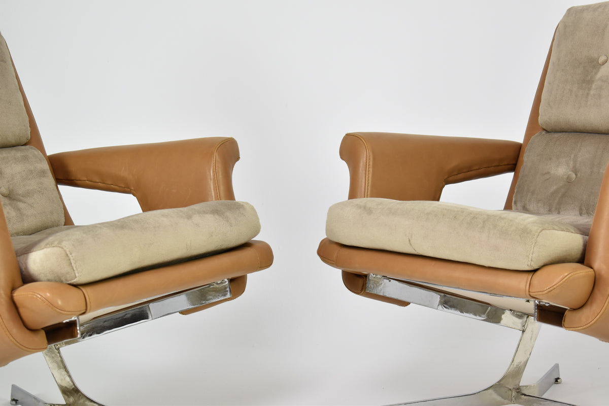 Shop Pair of French Lounge Chairs Attributed to Raphaël Raffel for Apelbaum, 1970s - Spirit Gallery Vintage Furniture