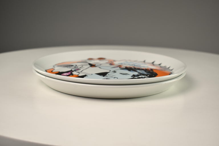 Paire d'assiettes en céramique italienne de Franco Pozzi, 1965