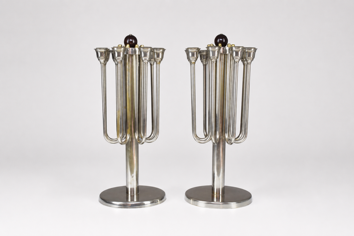Paire de bougeoirs Art Déco français, années 1930 