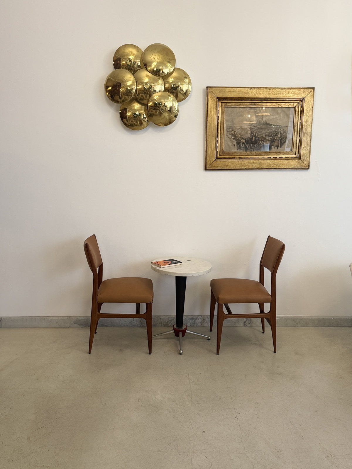 Shop Pair of Walnut and Leather Side Chairs by Gio Ponti, Italy, 1950s - Spirit Gallery Vintage Furniture