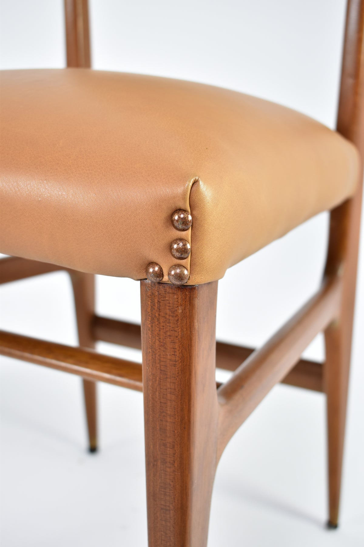 Shop Pair of Walnut and Leather Side Chairs by Gio Ponti, Italy, 1950s - Spirit Gallery Vintage Furniture