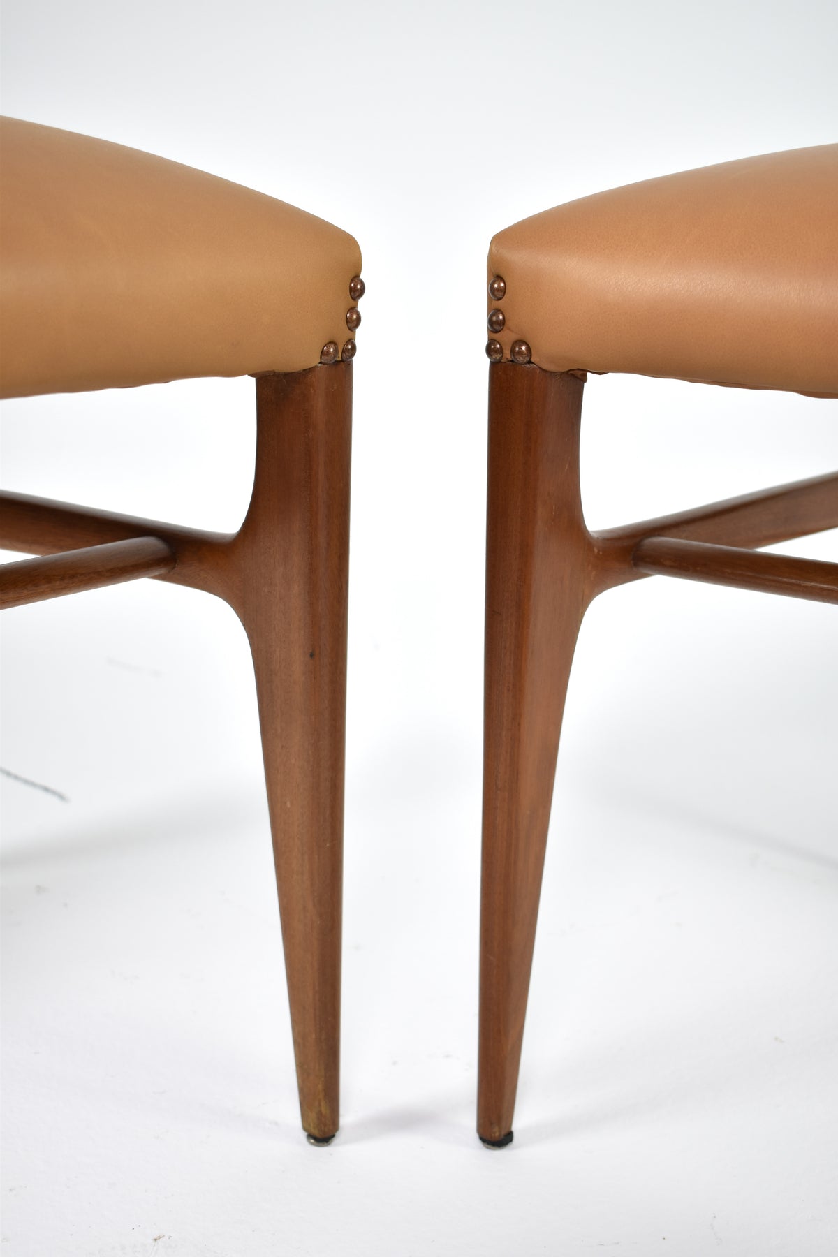 Shop Pair of Walnut and Leather Side Chairs by Gio Ponti, Italy, 1950s - Spirit Gallery Vintage Furniture
