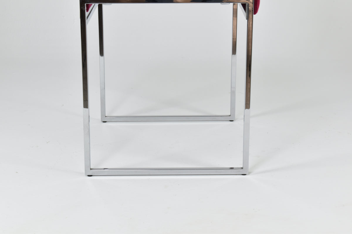 Shop Italian Set of 4 Chrome & Velvet "SQ-AL" Dining Chairs by Willy Rizzo, 1970s - Spirit Gallery Vintage Furniture