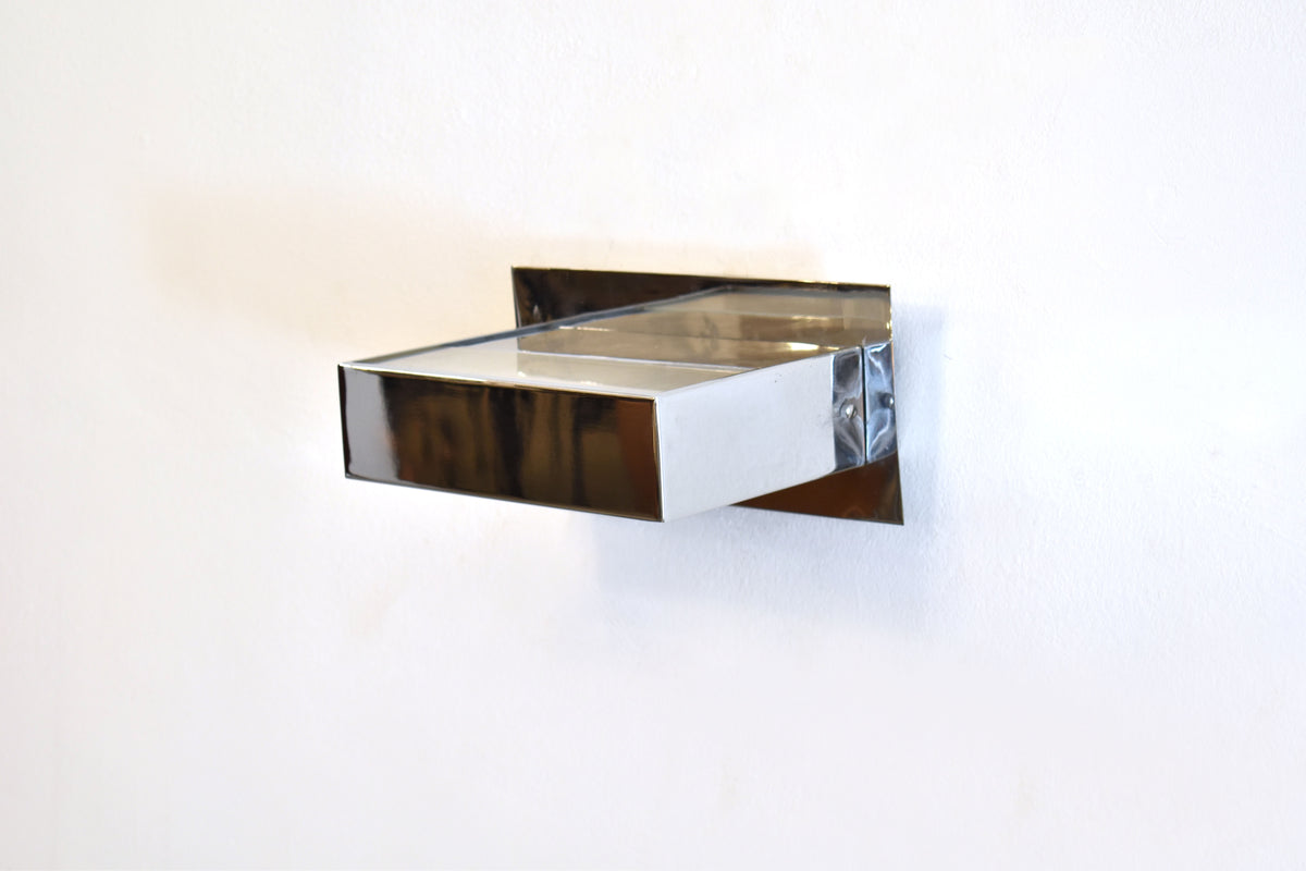 Shop Pair of 1980s French Minimalist Stainless Steel Wall Sconces - Spirit Gallery Vintage Furniture