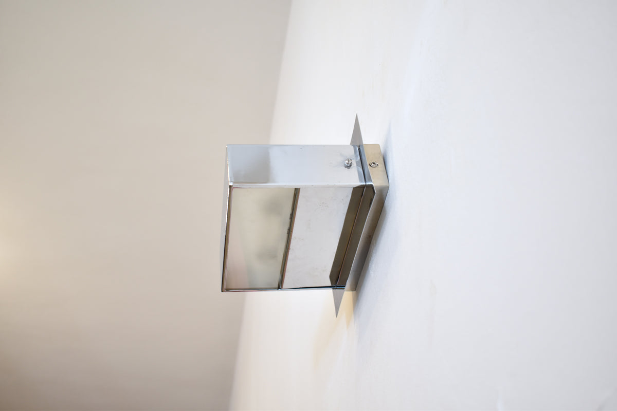 Shop Pair of 1980s French Minimalist Stainless Steel Wall Sconces - Spirit Gallery Vintage Furniture